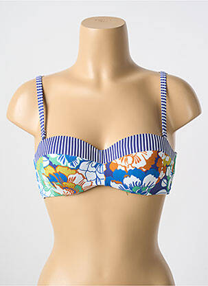 Haut de maillot de bain stretch haut soutien-gorge moulé bleu CYELL femme