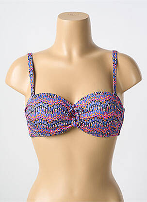 Haut de maillot de bain bretelles élastiquées amovibles haut soutien-gorge moulé bleu CYELL femme