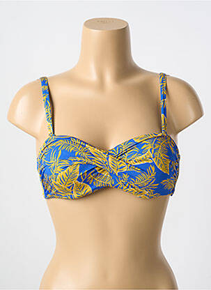Haut de maillot de bain bretelles élastiquées amovibles haut soutien-gorge moulé bleu CYELL femme