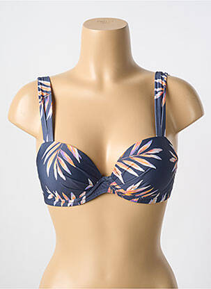 Haut de maillot de bain bretelles élastiquées haut soutien-gorge push-up bleu CYELL femme