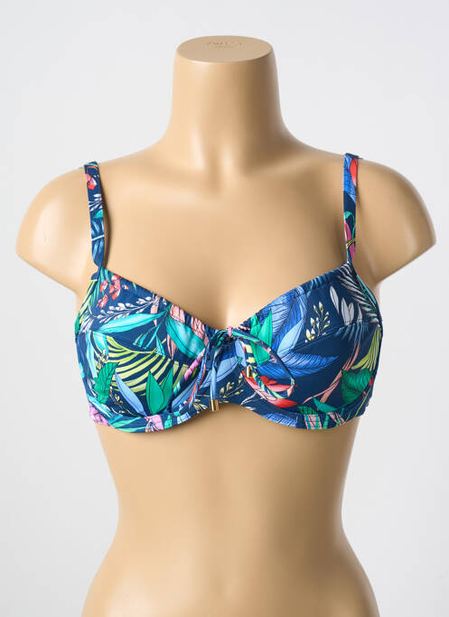 Haut de maillot de bain stretch haut soutien-gorge emboitant bleu CYELL femme