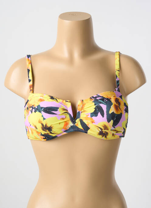 Haut de maillot de bain stretch haut soutien-gorge avec mousse de rembourrage amovible jaune CYELL femme