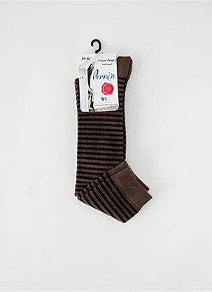 Chaussettes maille opaque marron PERRIN femme