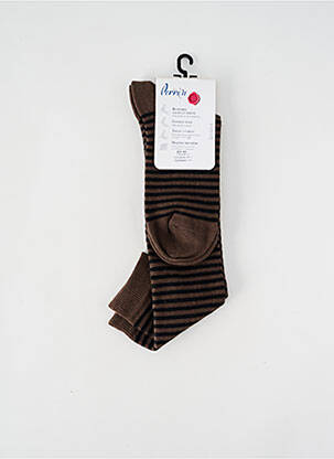 Chaussettes maille opaque marron PERRIN femme