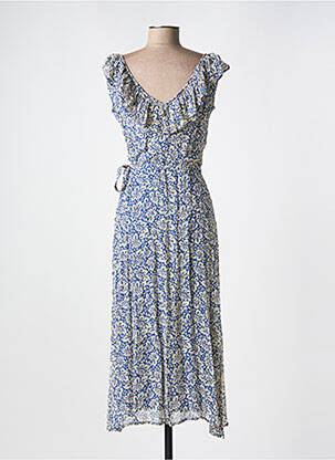 Robe mi-longue imprimé fleurs sans manche bleu PETITE MENDIGOTE femme