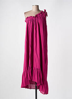 Robe longue tissage crêpe sans manche rose PETITE MENDIGOTE femme