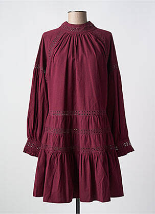 Robe courte coupe évasée manches longues violet PETITE MENDIGOTE femme