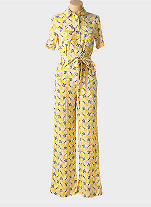 Combi-pantalon tissage crêpe manches courtes jaune TARA JARMON femme