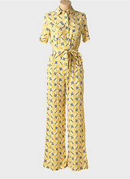 Combi-pantalon tissage crêpe manches courtes jaune TARA JARMON femme
