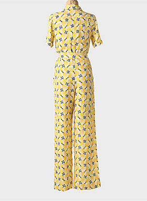 Combi-pantalon tissage crêpe manches courtes jaune TARA JARMON femme