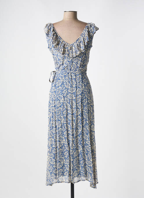 Robe mi-longue imprimé fleurs sans manche bleu PETITE MENDIGOTE femme