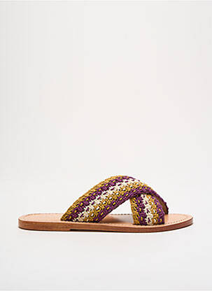 Mules/sabots semelle extérieure cuir talon plat jusqu'à 3cm violet PETITE MENDIGOTE femme
