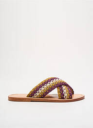 Mules/sabots semelle extérieure cuir talon plat jusqu'à 3cm violet PETITE MENDIGOTE femme