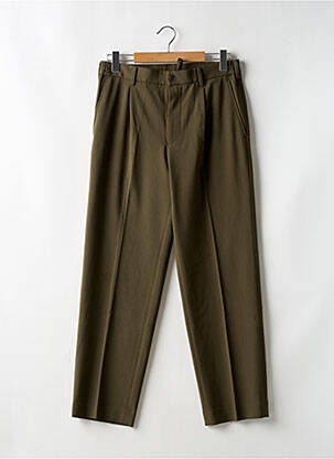 Pantalon chino fermeture zippée sous rabat avec crochet taille haute vert UNIQLO homme
