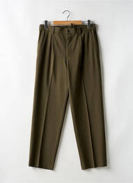 Pantalon chino fermeture zippée sous rabat avec crochet taille haute vert UNIQLO homme