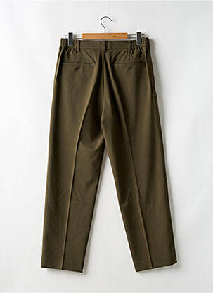 Pantalon chino fermeture zippée sous rabat avec crochet taille haute vert UNIQLO homme