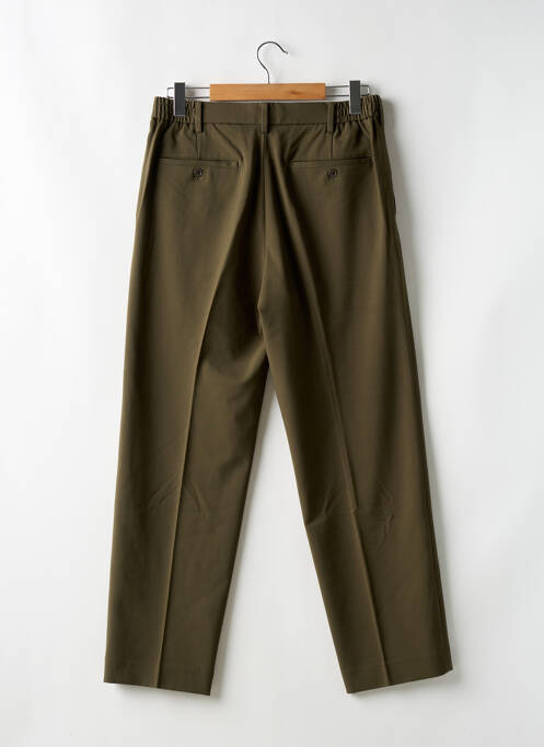 Pantalon chino fermeture zippée sous rabat avec crochet taille haute vert UNIQLO homme