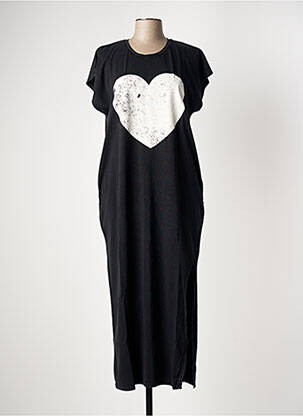 Robe longue manches courtes manches courtes noir FIVE femme