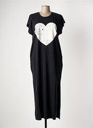 Robe longue manches courtes manches courtes noir FIVE femme