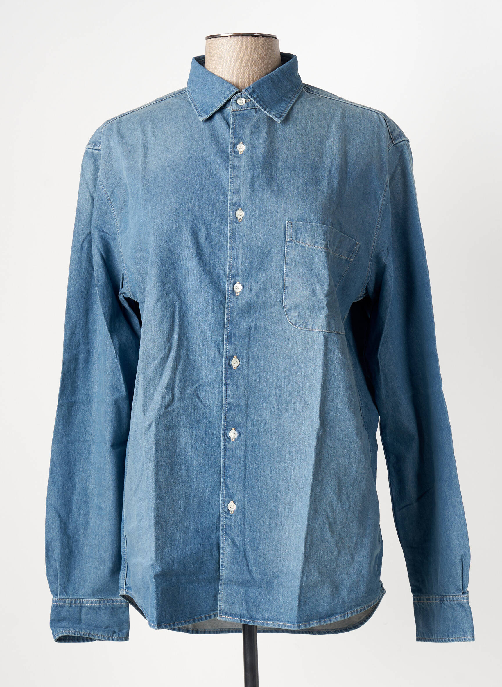 Shirt Ikks Chemisier Chemise Manches Longues Coupe Droite Bleu
