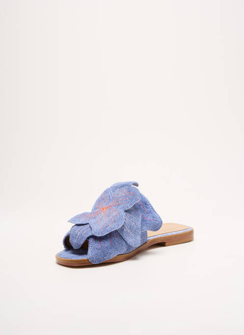 Mules/sabots semelle extérieure cuir talon plat jusqu'à 3cm bleu FLORINA femme
