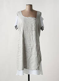 Robe mi-longue tissage crêpe sans manche gris ELISA CAVALETTI femme