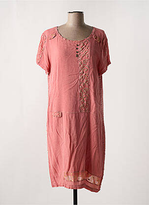 Robe mi-longue tissage crêpe manches courtes rouge ELISA CAVALETTI femme