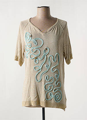 T-shirt col v manches courtes marron ELISA CAVALETTI femme