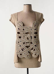 T-shirt coupe cintrée manches courtes marron ELISA CAVALETTI femme
