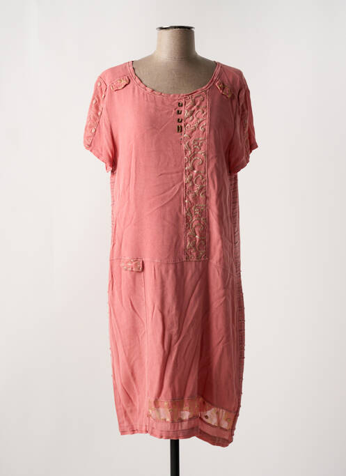 Robe mi-longue tissage crêpe manches courtes rouge ELISA CAVALETTI femme