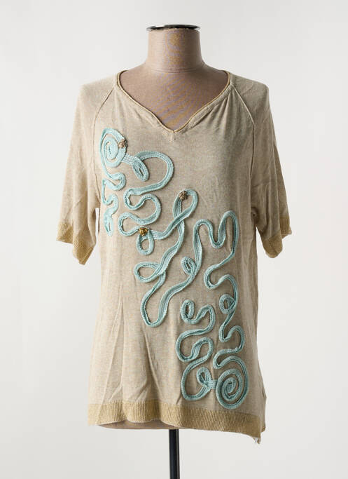 T-shirt col v manches courtes marron ELISA CAVALETTI femme