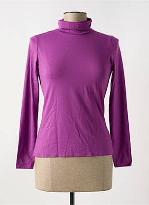 Pull col roulé coupe cintrée manches longues violet LE BOURGET femme