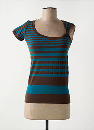 T-shirt stretch manches courtes marron LE BOURGET femme