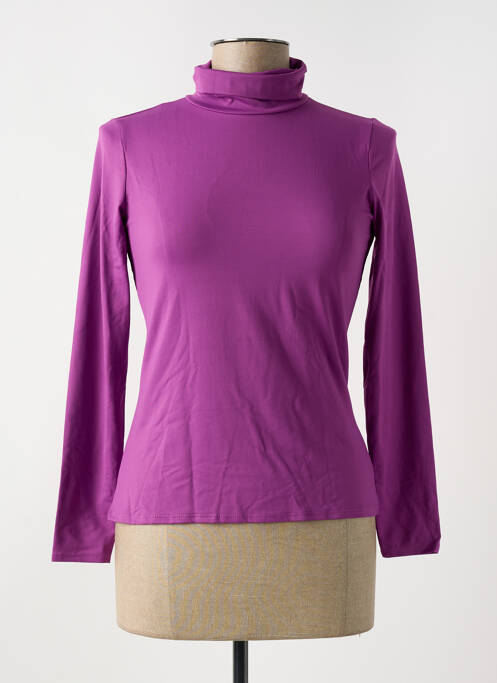 Pull col roulé stretch manches longues violet LE BOURGET femme
