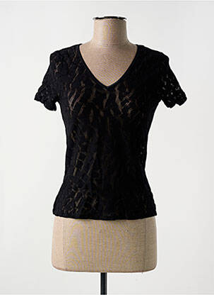 T-shirt col v manches courtes noir LE BOURGET femme