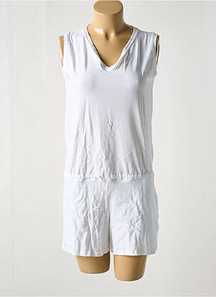 Combishort tissage popeline sans manche blanc LE BOURGET femme