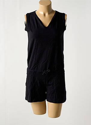 Combishort tissage popeline sans manche noir LE BOURGET femme