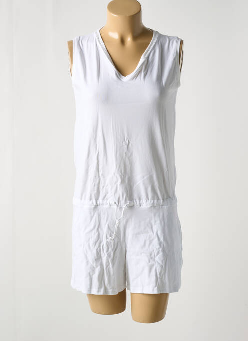 Combishort tissage popeline sans manche blanc LE BOURGET femme