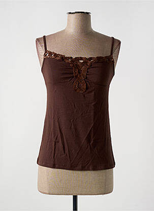 Top stretch sans manche marron LE BOURGET femme