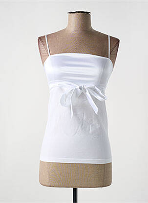 Top manches bretelles ajustables fines bretelles blanc LE BOURGET femme