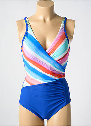 Maillot de bain 1 pièce stretch haut soutien-gorge moulé bleu MIRADONNA femme