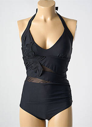 Maillot de bain 1 pièce stretch haut soutien-gorge moulé noir MIRADONNA femme