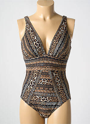 Maillot de bain 1 pièce imprimé fantaisie haut soutien-gorge moulé marron MIRACLESUIT femme