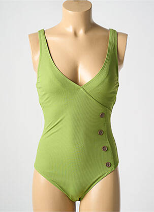 Maillot de bain 1 pièce stretch haut triangles vert CYELL femme