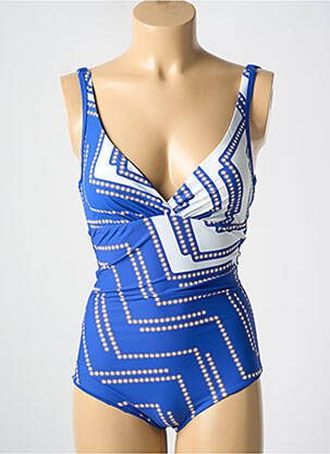 Maillot de bain 1 pièce imprimé fantaisie haut soutien-gorge moulé bleu MIRADONNA femme