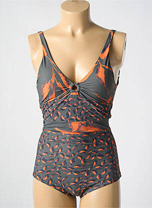 Maillot de bain 1 pièce imprimé fantaisie haut soutien-gorge moulé orange MIRADONNA femme