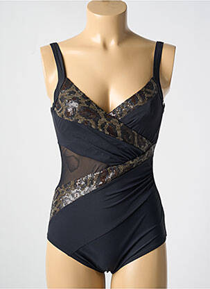 Maillot de bain 1 pièce stretch haut soutien-gorge balconnet noir MIRADONNA femme