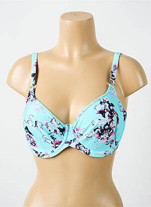 Haut de maillot de bain stretch haut soutien-gorge emboitant bleu CYELL femme