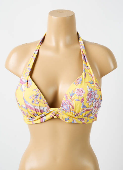 Haut de maillot de bain stretch haut soutien-gorge push-up jaune CYELL femme