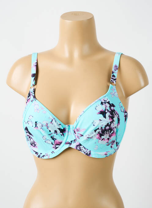 Haut de maillot de bain stretch haut soutien-gorge emboitant bleu CYELL femme